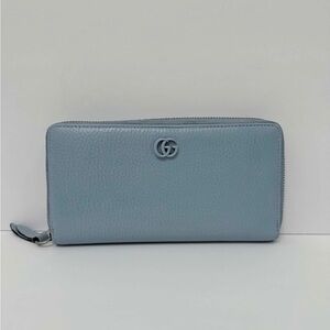 Gucci Marmont Sky Blue Leather Zip Wallet